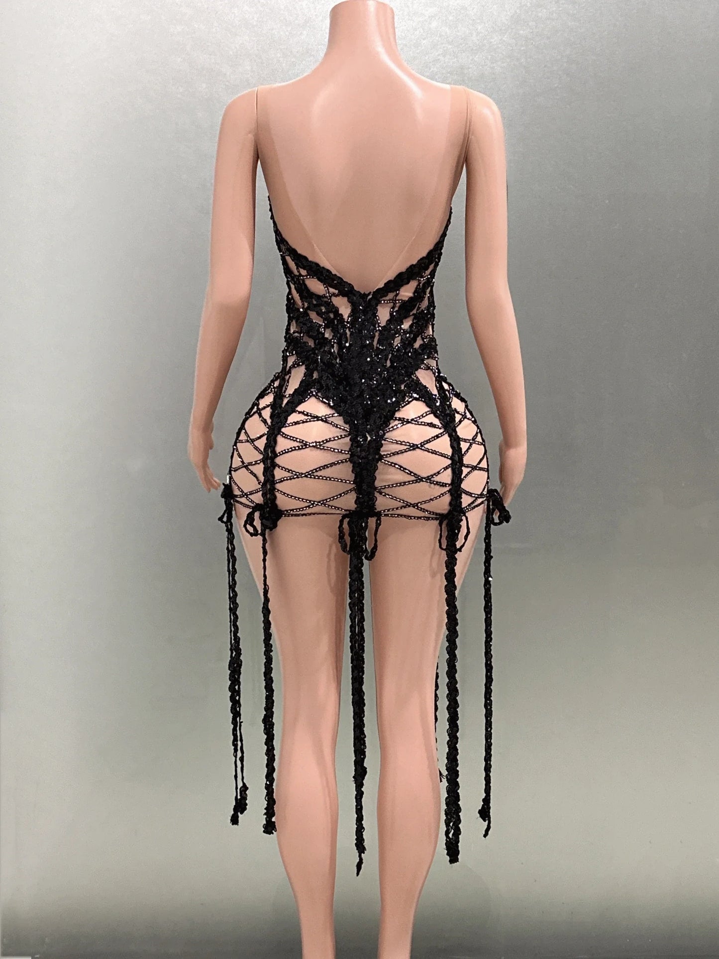 Goddess Sequin Embroidered Mini Dress