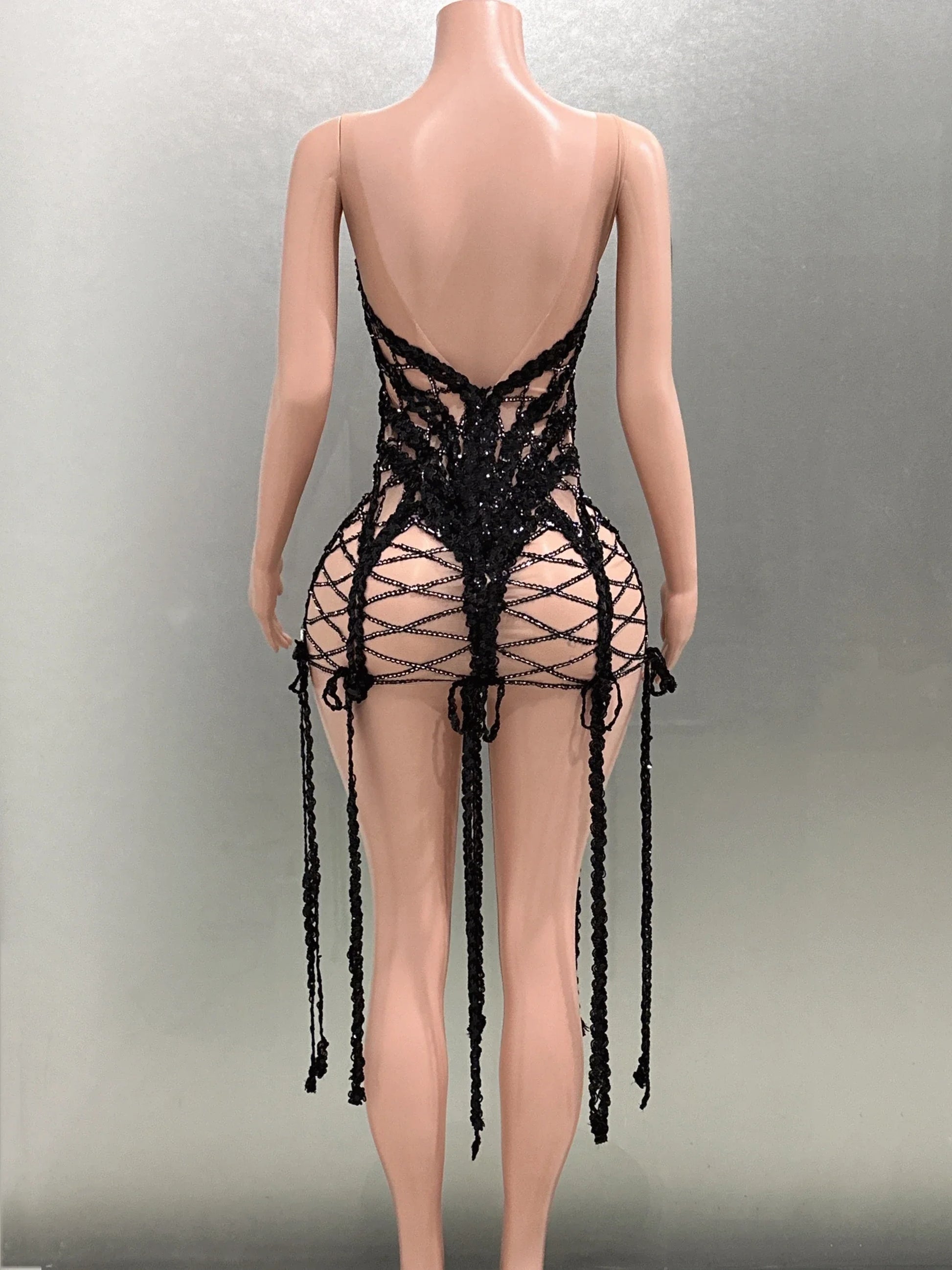 Goddess Sequin Embroidered Mini Dress