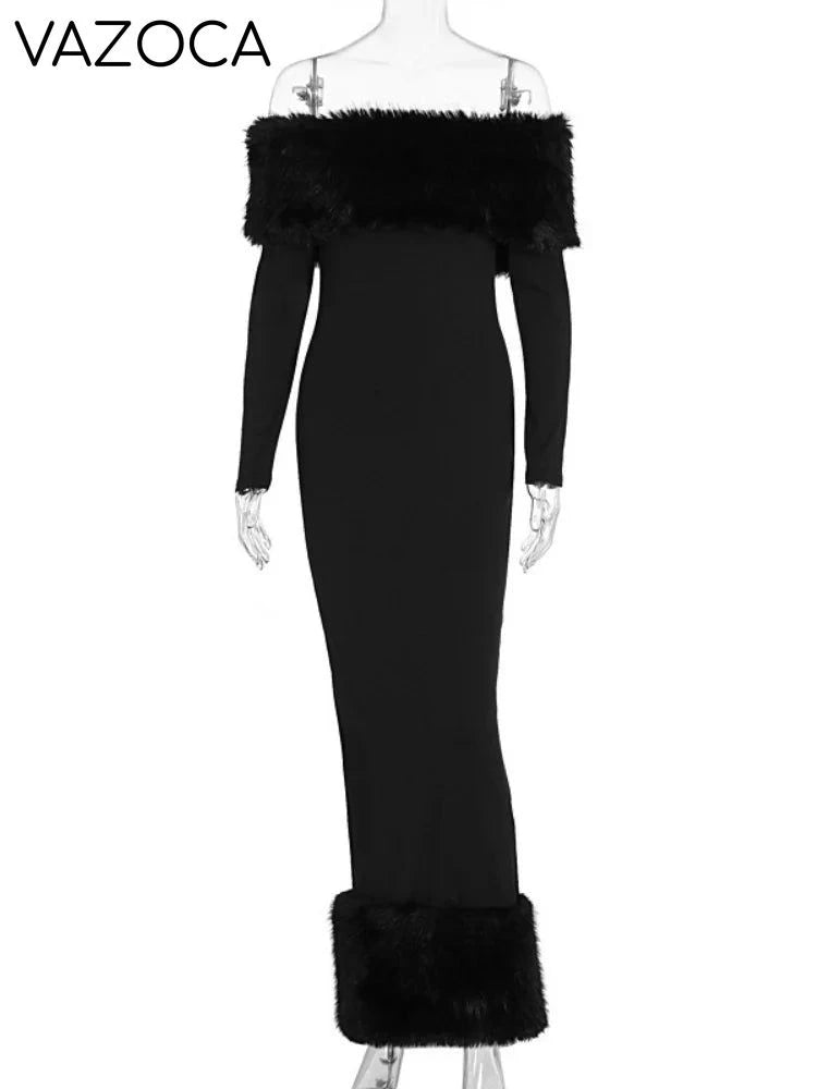Lorene Fur Maxi Dress