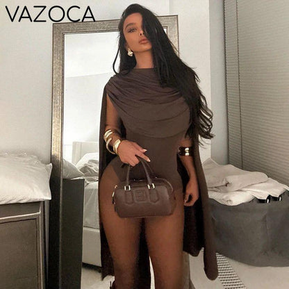 Draped Cape Bodysuit