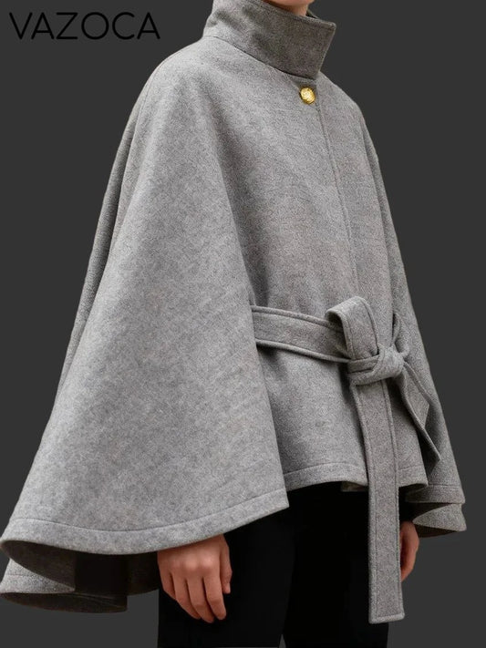 Luxurious Wool Stand Collar Coat