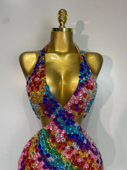 Amleia Rhinestone Mini Dress