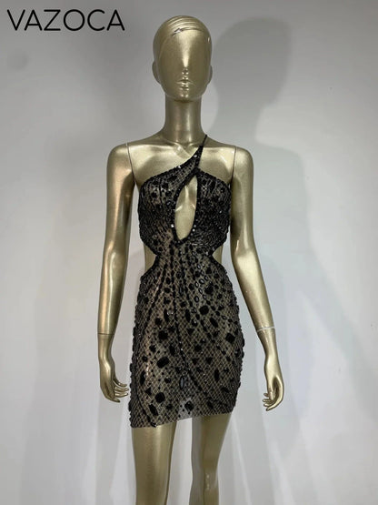 Anaya Mesh Sequins Mini Dress