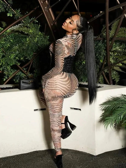 She's A Beast Zebra Jumpsuit