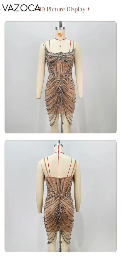 Chain Embellished Mini Dress