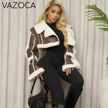 Contrast Edge Cropped Fur Jacket