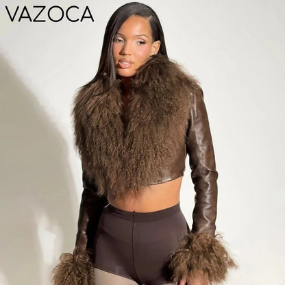 Faux Leather Fur Jacket