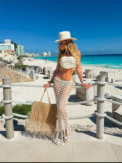 Lilithia Crochet Knit Bikini Skirt Set