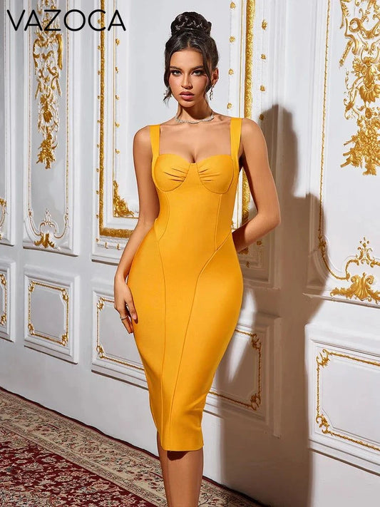 Vibrant Orange Bodycon Bandage Dress