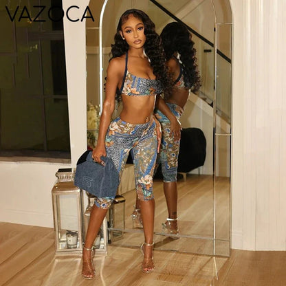 Printed Floral Capri Set