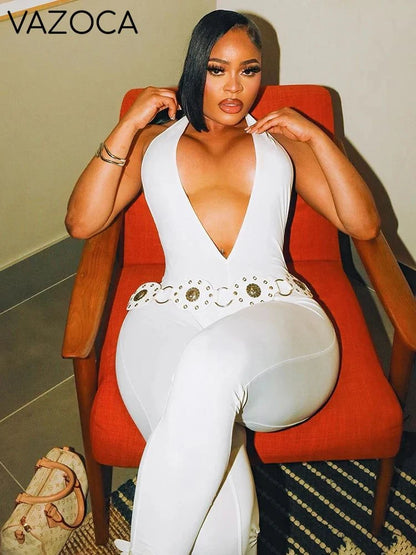 Peach Open Back Jumpsuit