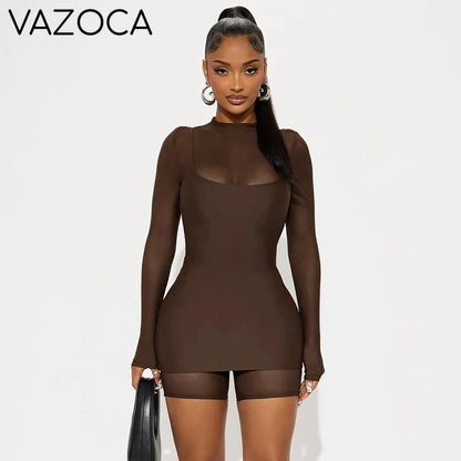 Illusion Mesh Romper Dress