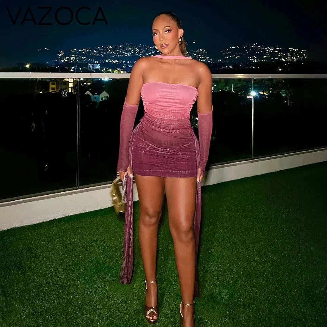 Mesh Drama Sleeve Dress