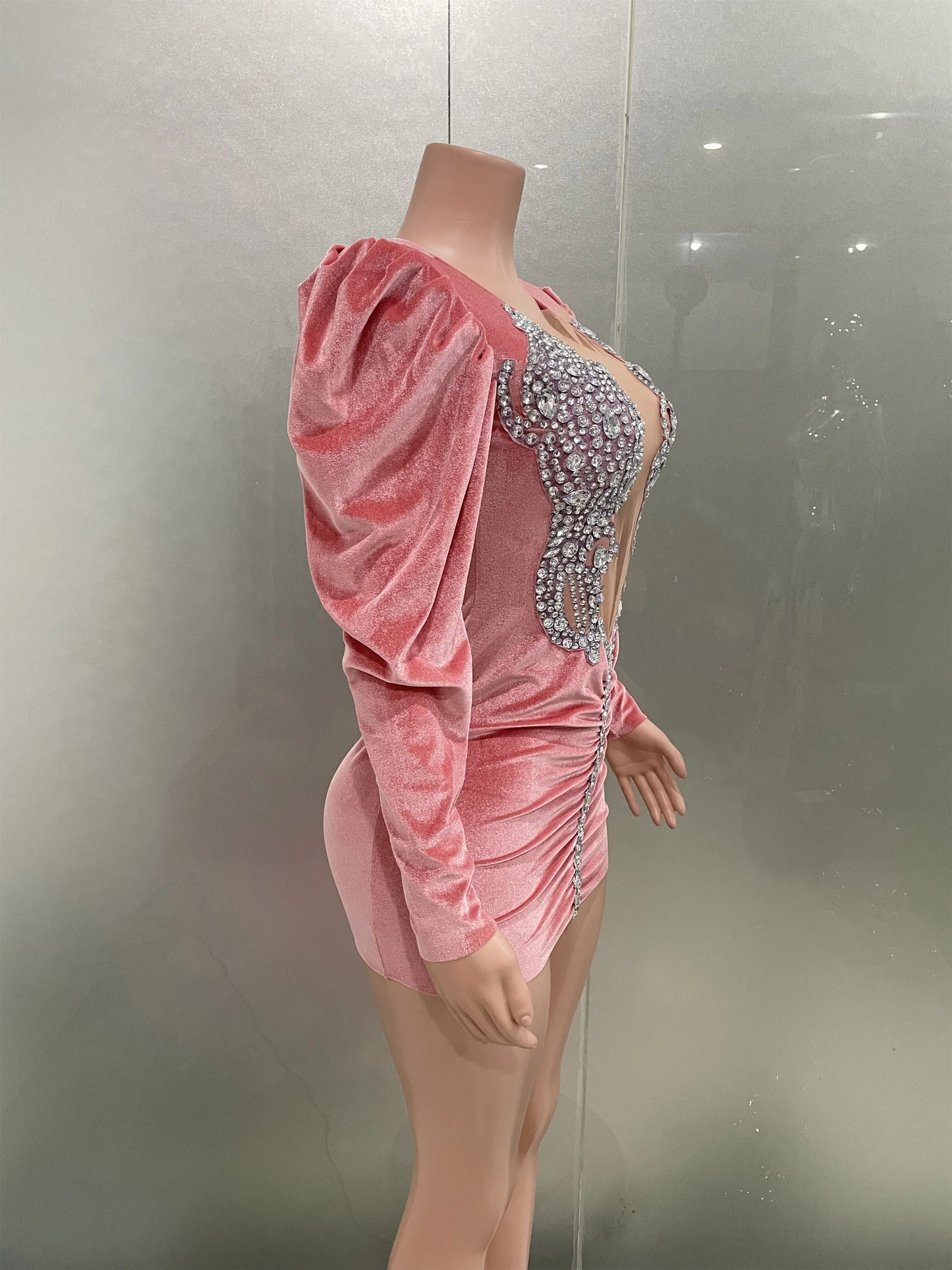 Pink Velvet Mini Dress