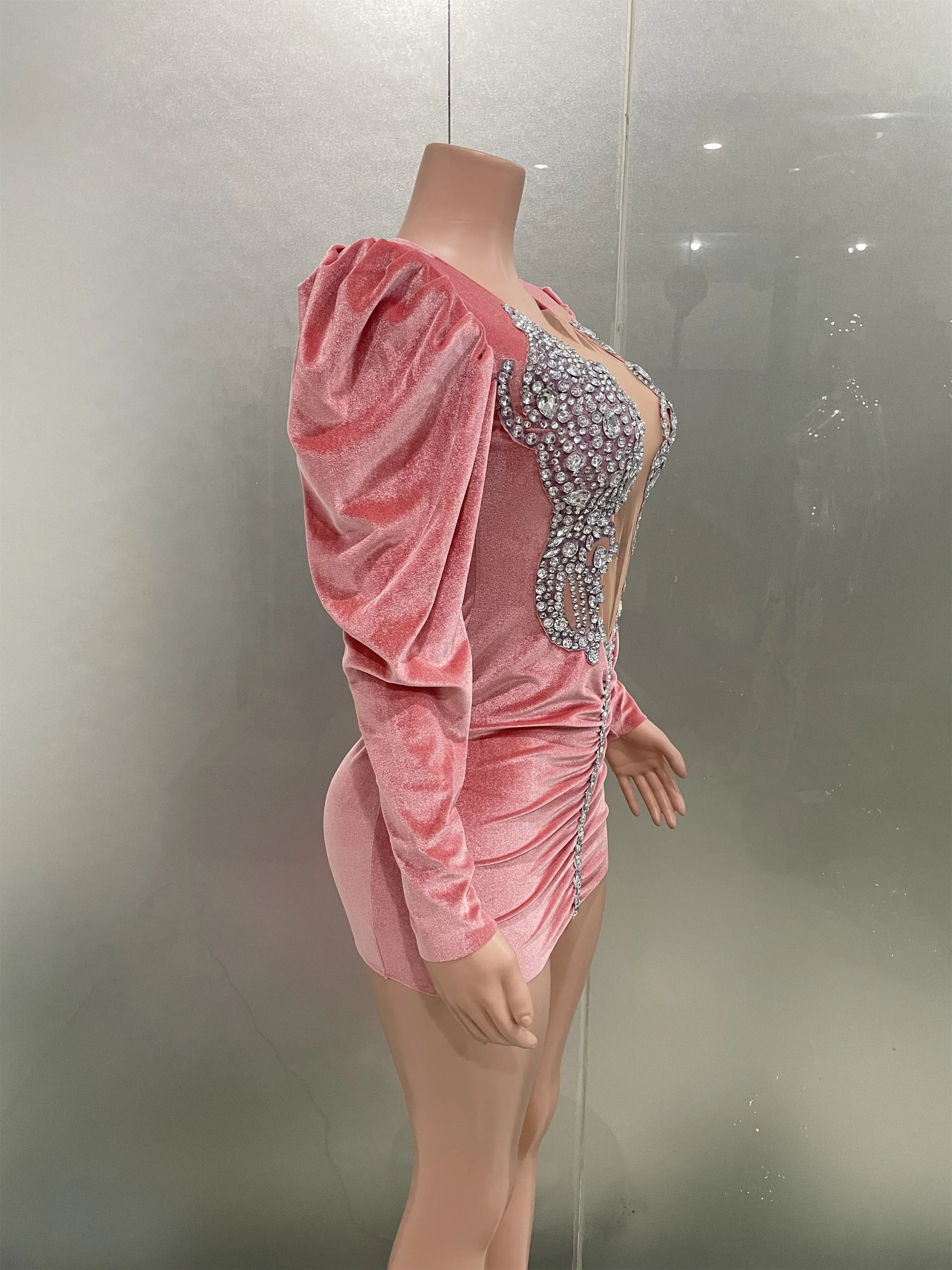 Pink Velvet Mini Dress