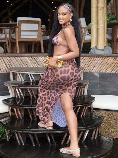 Cancun Leopard Maxi Dress Set