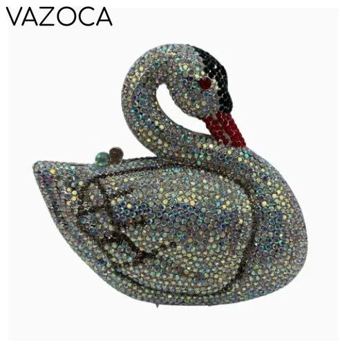 Swan Rhinestone Clutch Purse