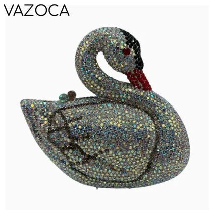 Swan Rhinestone Clutch Purse