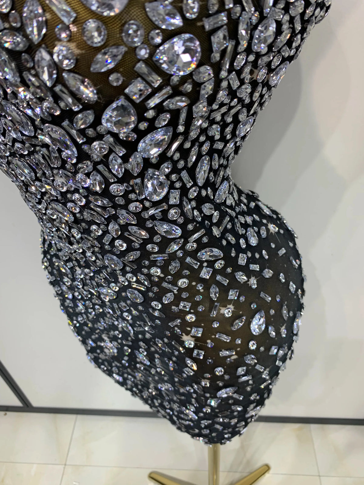 Zoey Rhinestone Mesh Mini Dress