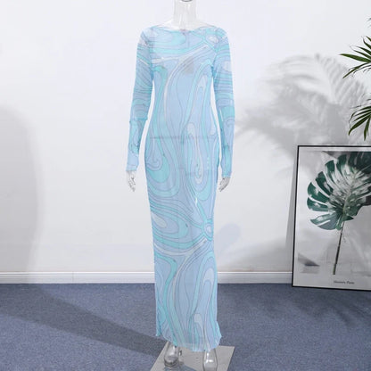 Marian Sheer Mesh Maxi Dress