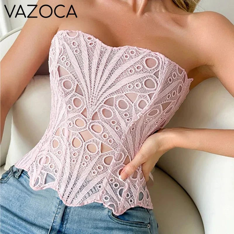 Corset Mesh Bustier Top Rose Hermosa