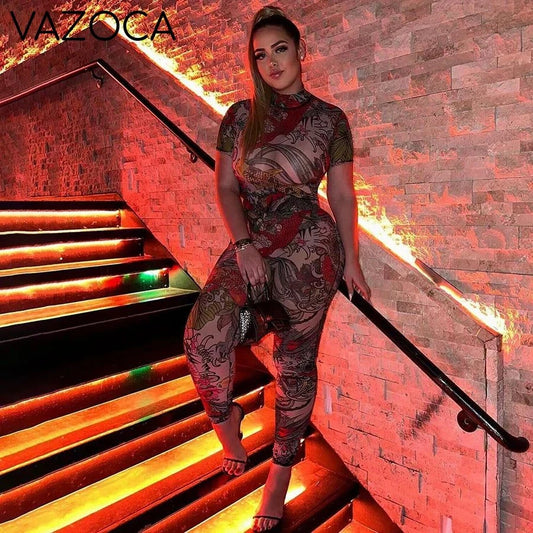 Aesthetic Mesh Backless Jumpsuit