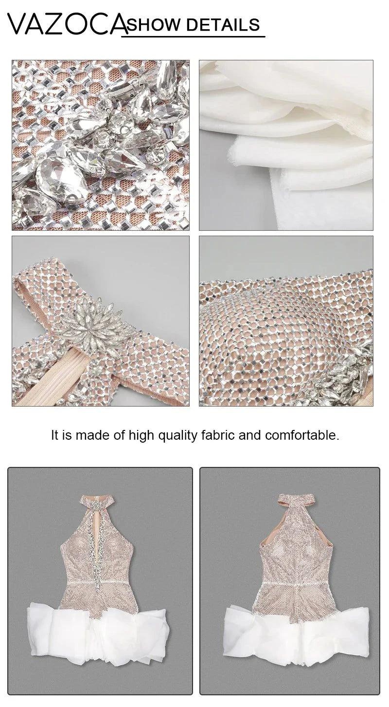 Silver Sequins Tulle Cocktail Dress