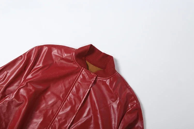 Red Leather Short Set