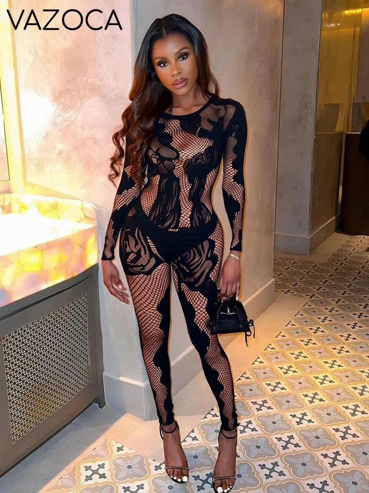 Aliana Mesh Jumpsuit black