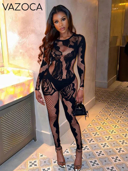 Aliana Mesh Jumpsuit black