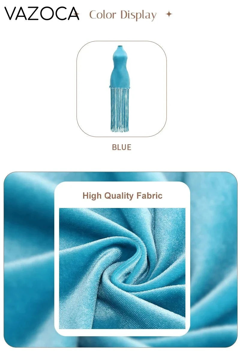 Glamour Velvet Fringe Maxi Dress