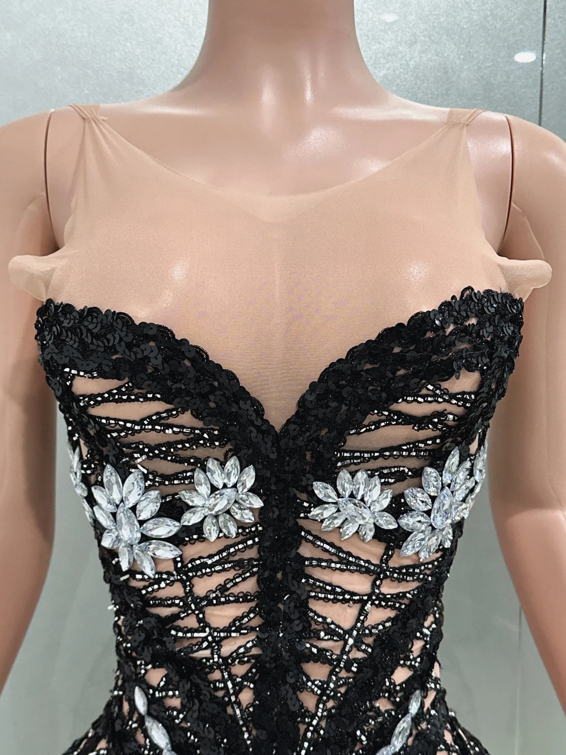 Goddess Sequin Embroidered Mini Dress