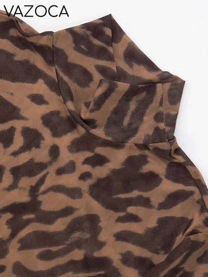 Amy Leopard Turtleneck Pants Set
