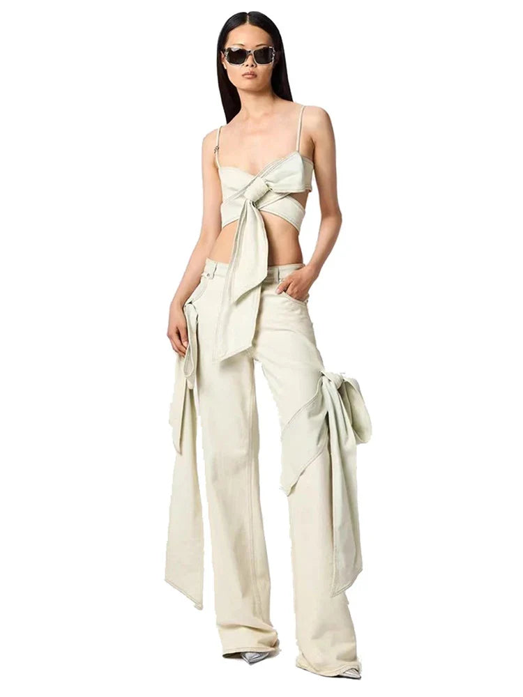 Bow Wrap Denim Set