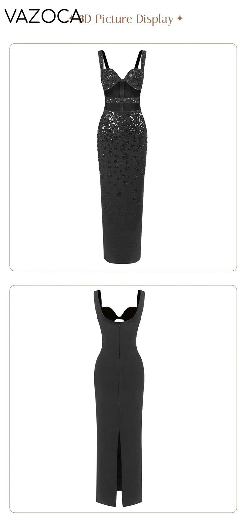 Luxury Sequins Cutout Maxi Dress