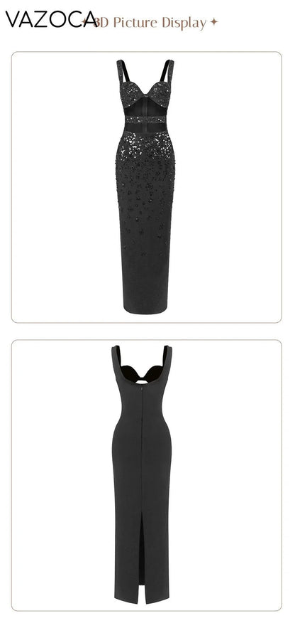 Luxury Sequins Cutout Maxi Dress