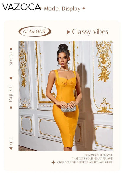 Vibrant Orange Bodycon Bandage Dress