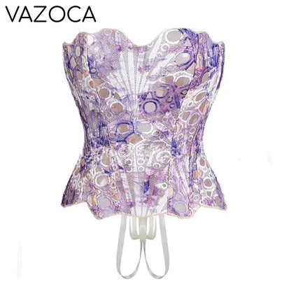 Corset Mesh Bustier Top Lavender Purple