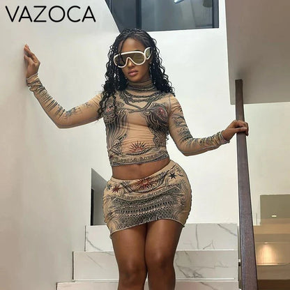 Mesh Snake Skirt Set