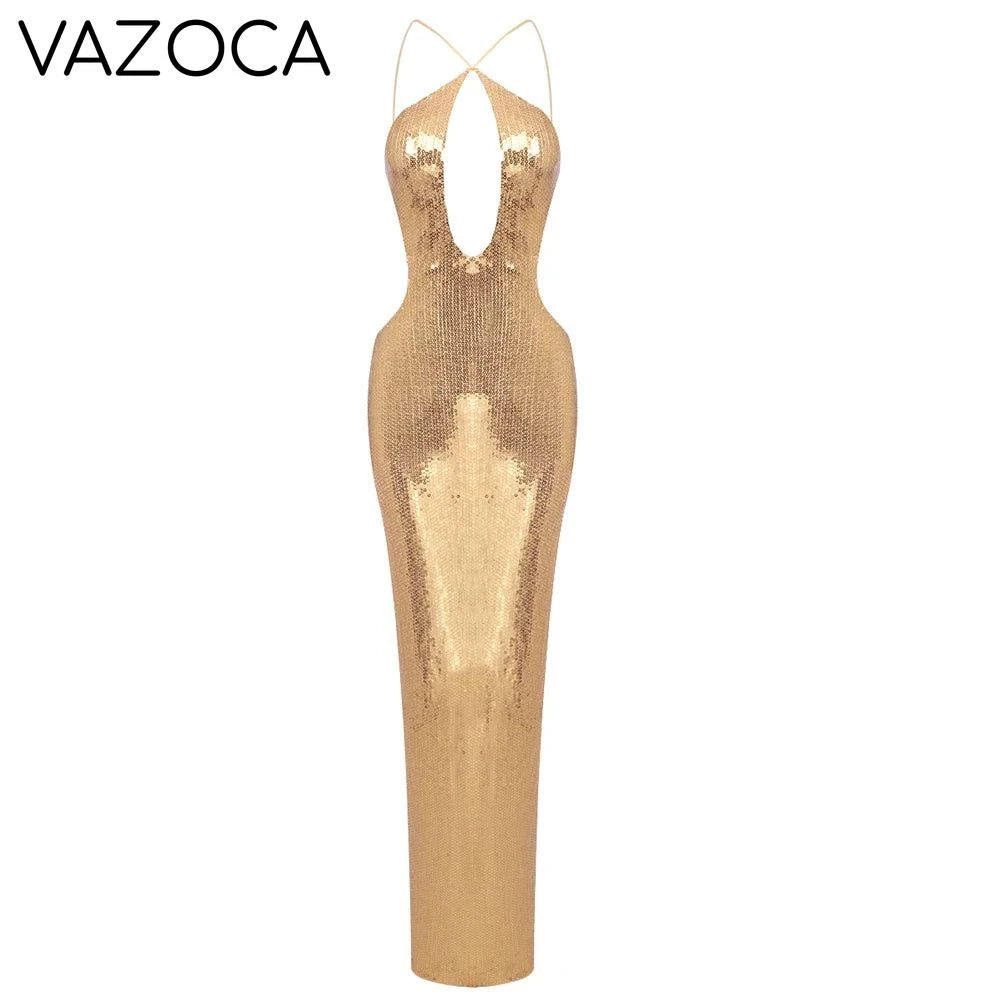 Aisha Sequins Backles Dress