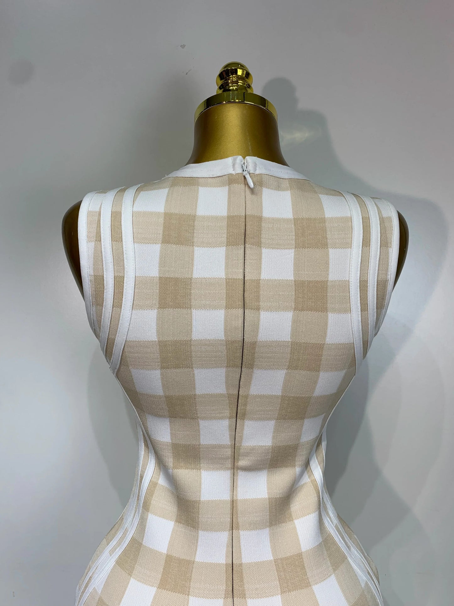 Plaid Asymmetrical Bandage Dress