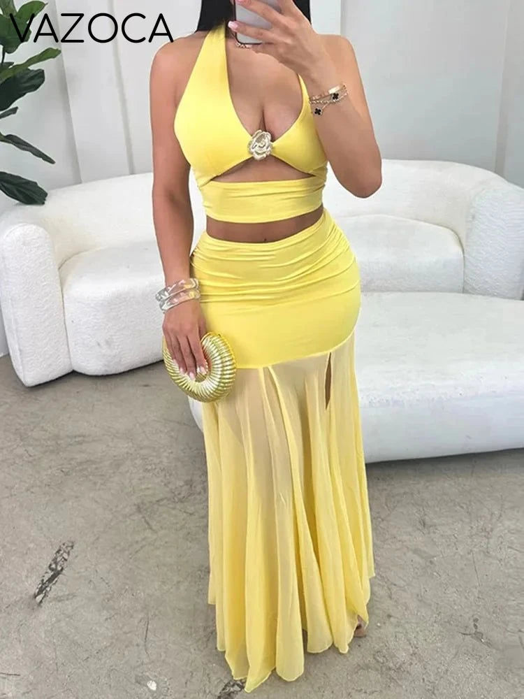 Aria Maxi Skirt Set Yellow