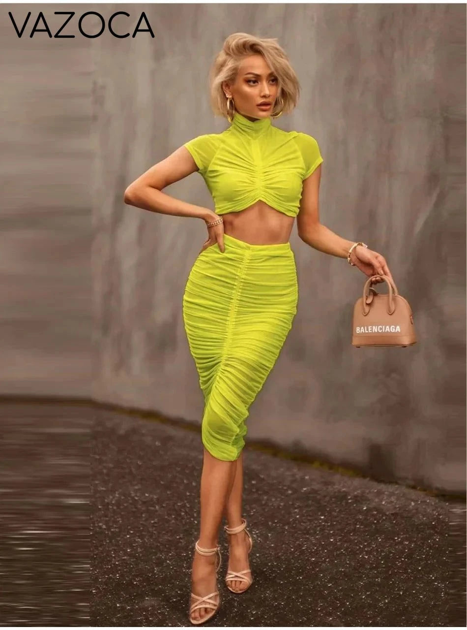 Symone Pleated Bandage Skirt Set