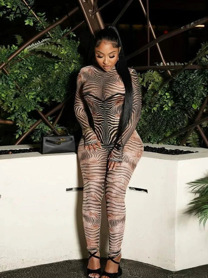She's A Beast Zebra Jumpsuit