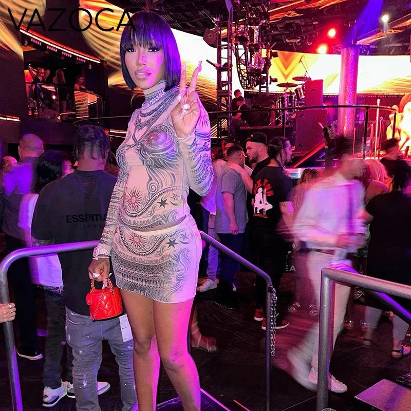 Mesh Snake Skirt Set