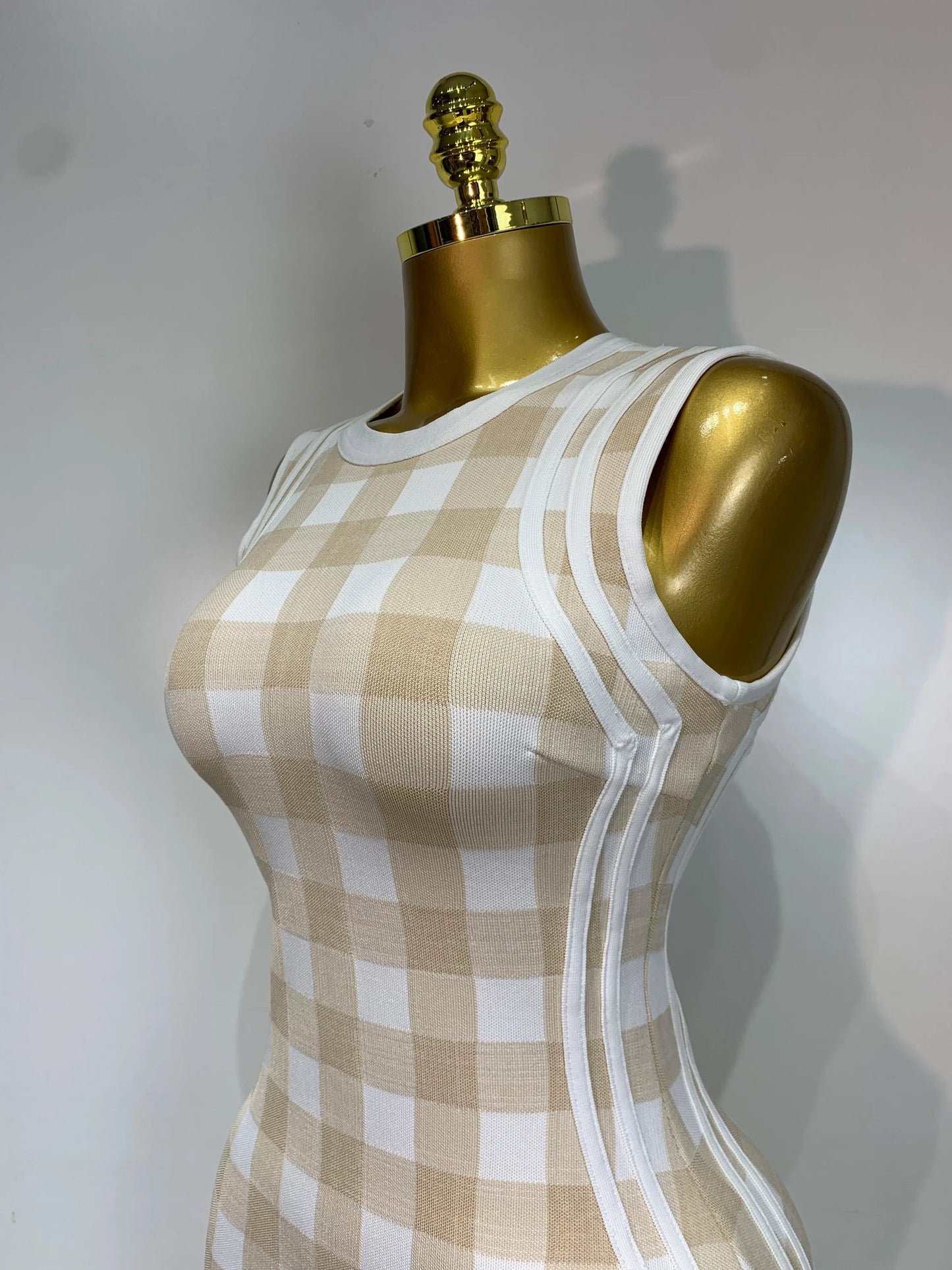 Plaid Asymmetrical Bandage Dress