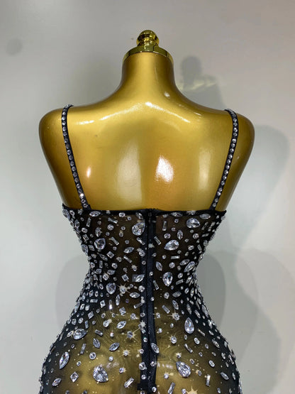 Zoey Rhinestone Mesh Mini Dress