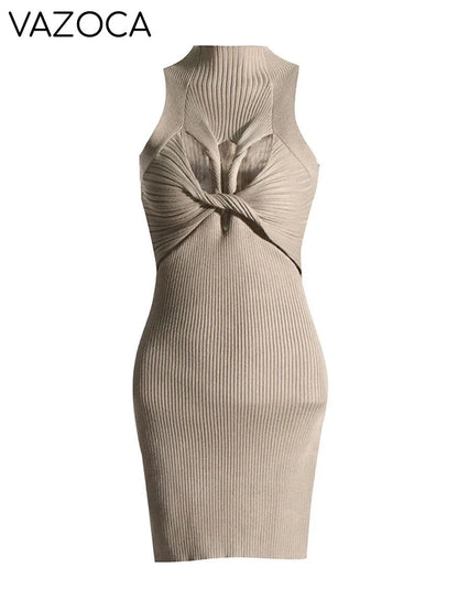 Dearra Knit Mini Dress KHAKI