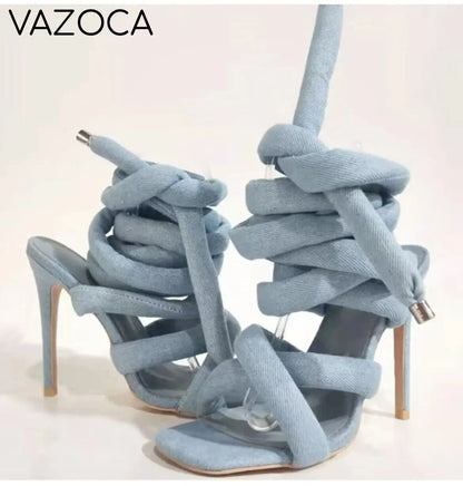 Act Up High Heels light blue demin