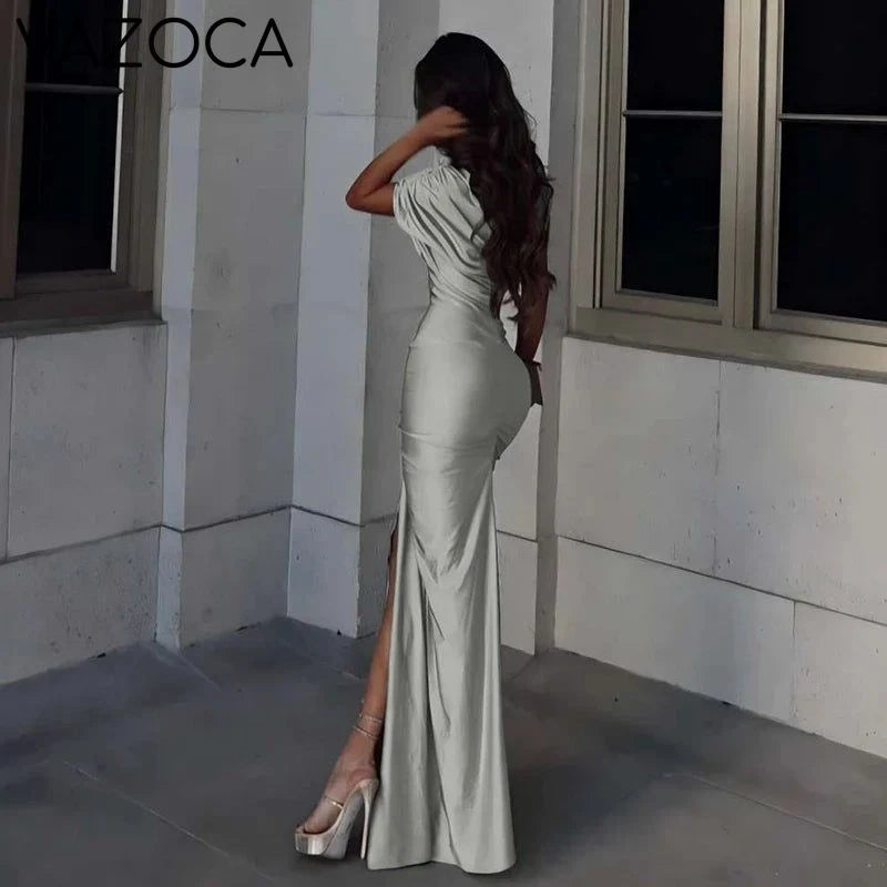 Elegant Draped Cut-Out Dress